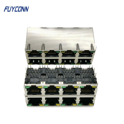 PWB RJ45 Jack Connector di Pin Female dei porti 64 del bronzo fosforoso 2x4 8