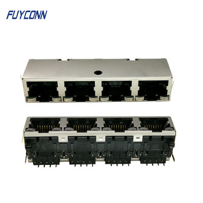 1x4 PWB RJ45 Jack Connector modulare dei porti 4*8P 32 Pin Female Socket